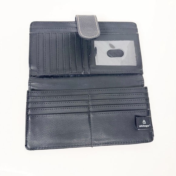 Elegant Black Pebbled Genuine Leather Clutch w/Metal Clasp, Leather Snap Strap - Picture 13 of 15